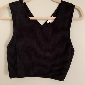 Black sweater crop tank top